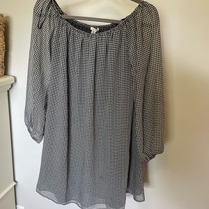 Checked- off the shoulder dress